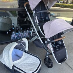 Uppa Vista V2 Double Stroller With Bassinette 