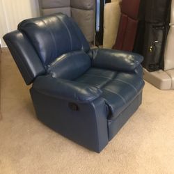 Blue Leather Rocking Recliner