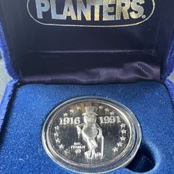 Planters Mr Peanut 1991 1oz Silver Round Vintage 