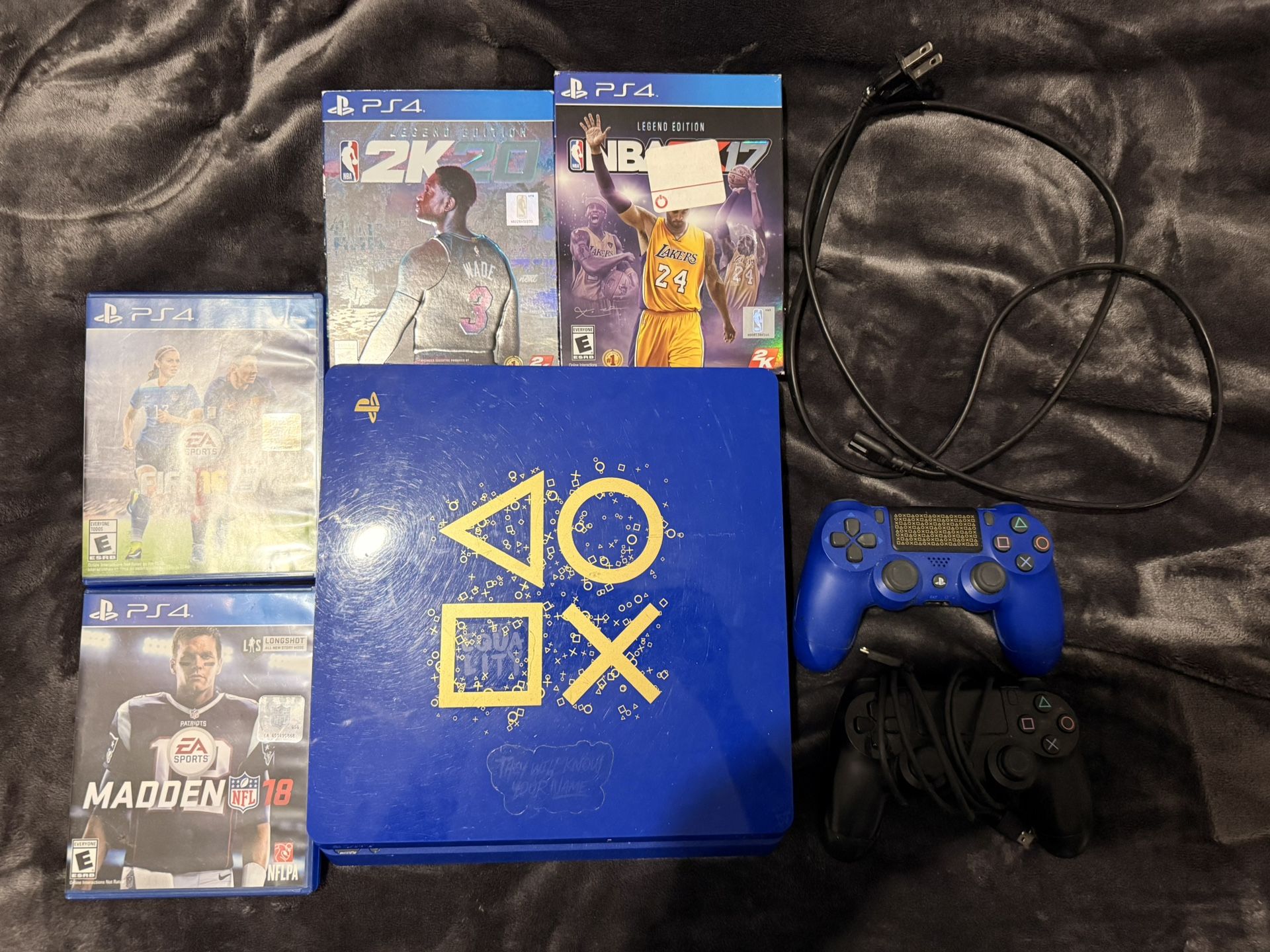 PS4 Limited Edition Blue With Controllers And Games