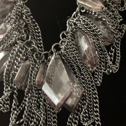 Dark Silver W/ Dark Gray Gemstones Necklace