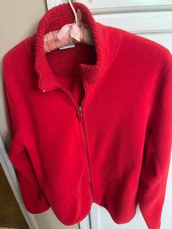 Red Fleece Zip-Up Jacket with Sherpa Collar