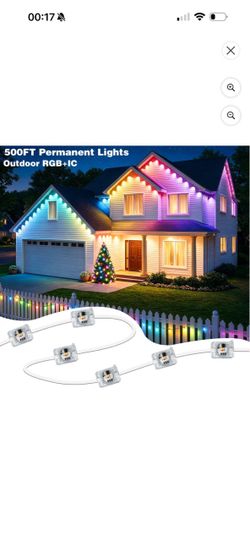 Brand new in box 500FT Waterproof Permanent Outdoor Eave Lights for House Roof, Patio, Holiday,RGB+IC Square Eave Lights, Smart IC Color Changing Drea