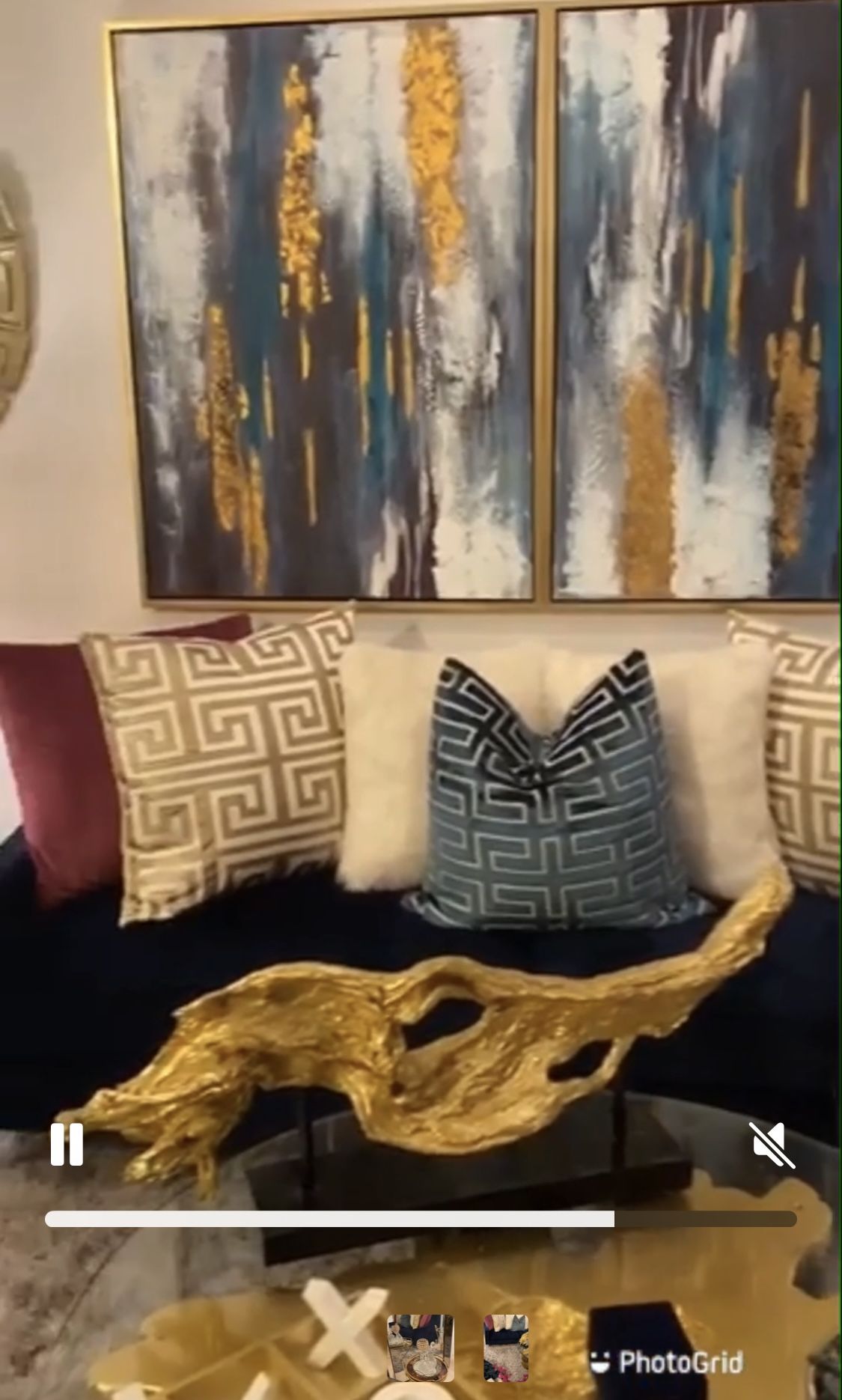 Living ROOM Signature Design By Ashley Dinorah Hand Painted Abstract Canvas Wall Art