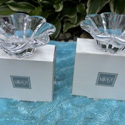 NIB Mikasa Zinnia Floral Shaped Tea Light Candle Holders