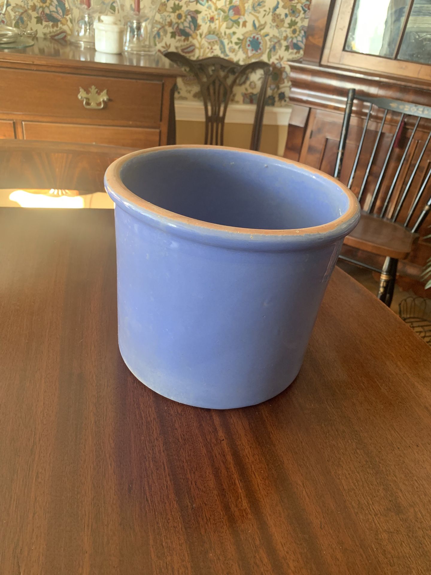 Vintage Blue Stoneware 2 Gal Crock