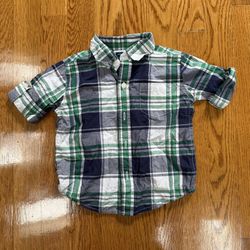 Janie and Jack Designer Plaid Kid’s Shirt 6-12 months, Like New)