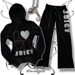 Vintage Y2K Juicy Couture Black/Multicolor Tracksuit
