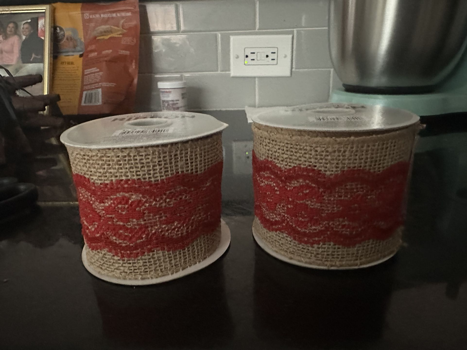burlace and red lace ribbon