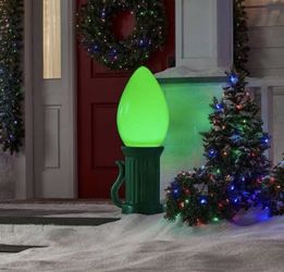 3 ft. Battery Operated LED Jumbo Green Bulb Holiday Yard Decor Prop Home Accents
