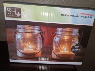 Hanging Mason jar and tea light set