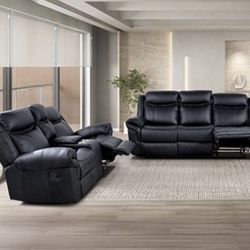 Recliner (Set Of 2pc), Loveseat Sofa + 3-Seater Couch