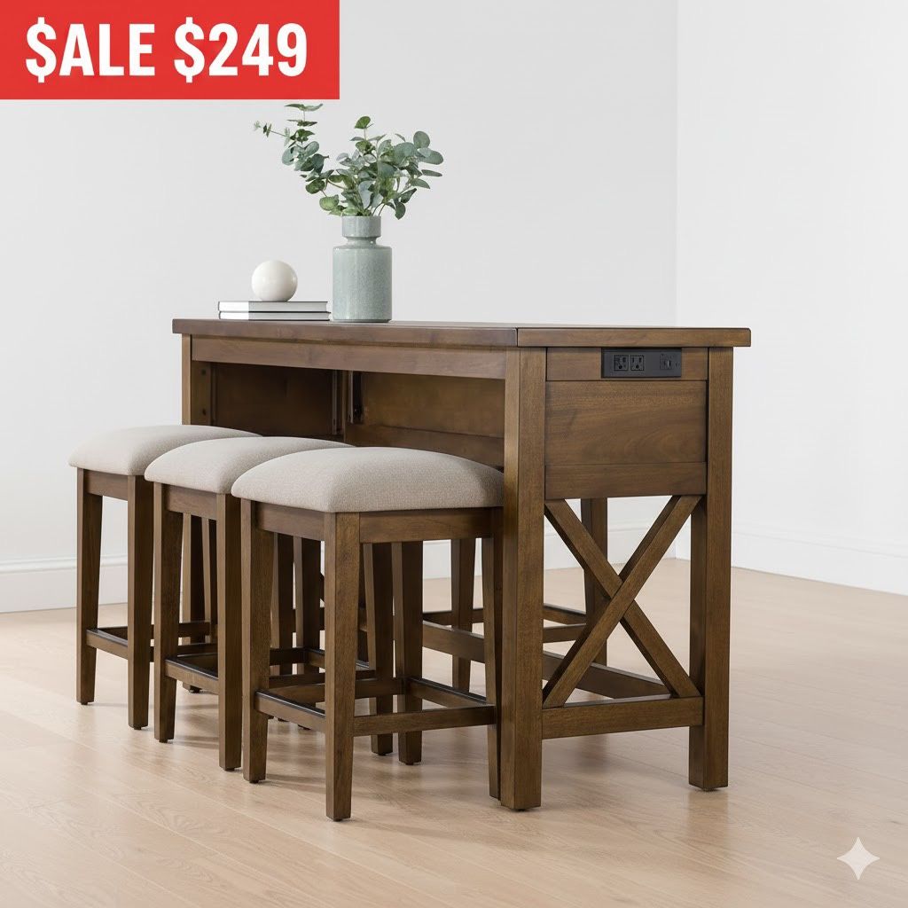OUTLET | COSTCO Lathan Sofa Table and 3 Stools