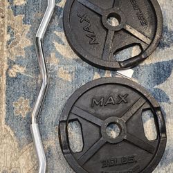Curl Bar And Weights 