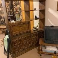 Vintage Mid-Century Modern solid wood hutch