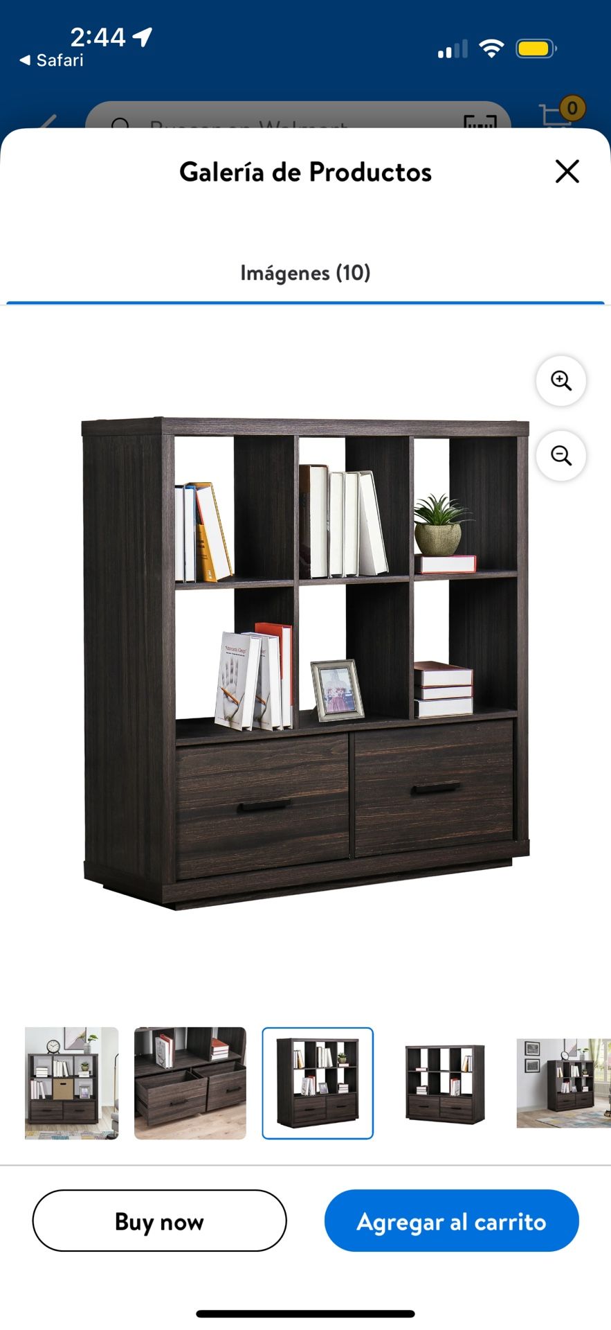 6 Cube Storage Bookcase Organizer with Drawers, Tobacco Oak