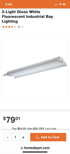 2-Light Gloss White Fluorescent Industrial Bay Lighting 2-Light Gloss White Fluorescent Industrial Bay Lighting