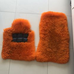 Orange Sheep Skin Rolls Royce Floor Mats 