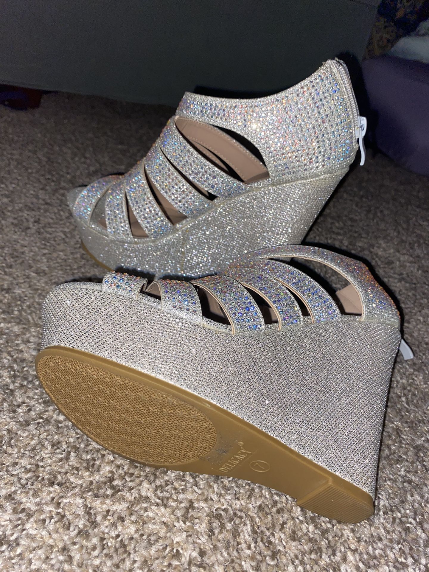 Delicacy rhinestone high heels. Size 7 Women’s