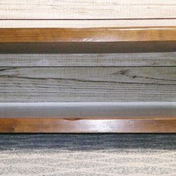 Solid Wood Brown 2 Tier Coffee Table with Decorative Glass