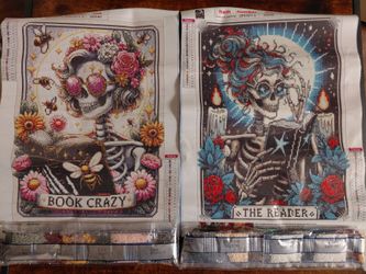 2 pack Skull The Reader & Book Crazy 12x16 diamond art kits