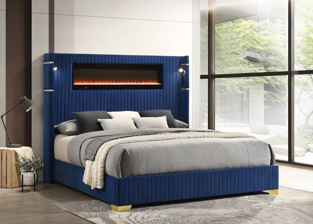 Blue Queen bed speaker and side light
