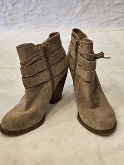 Sole Society Leather Taupe Ankle Boots Tassle 6.5M