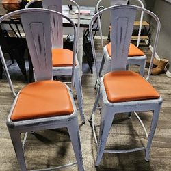 Rustic Farm Style Metal Stools 