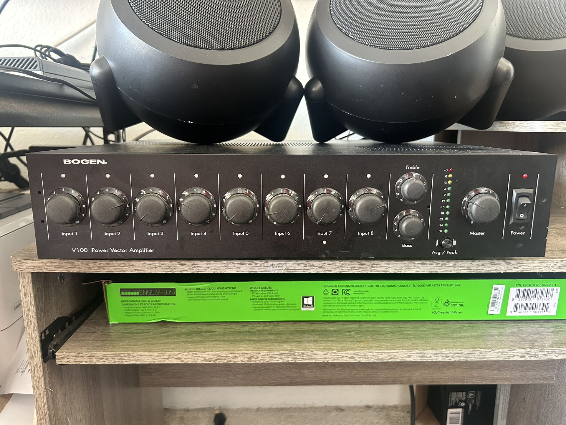 Bogen V100 power amplifier plus 4 speakers