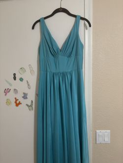 Blue Long Silky, Great Fabric Dress 