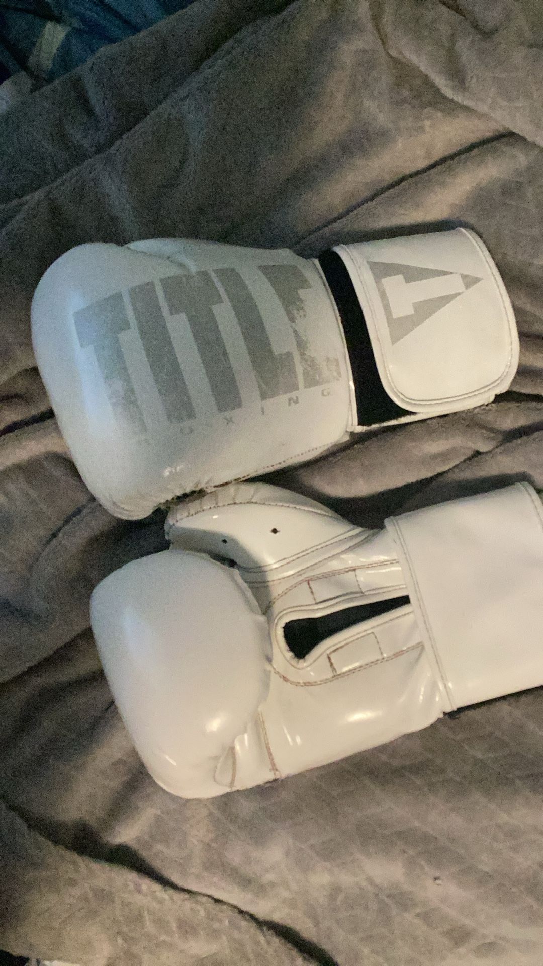 White Title Boxing Gloves 14 Ounce