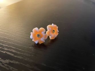 Pink floral earrings