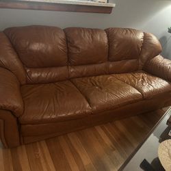 Brown Leather Couch.  