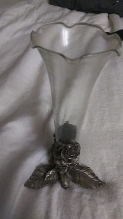 Pewter rose vase