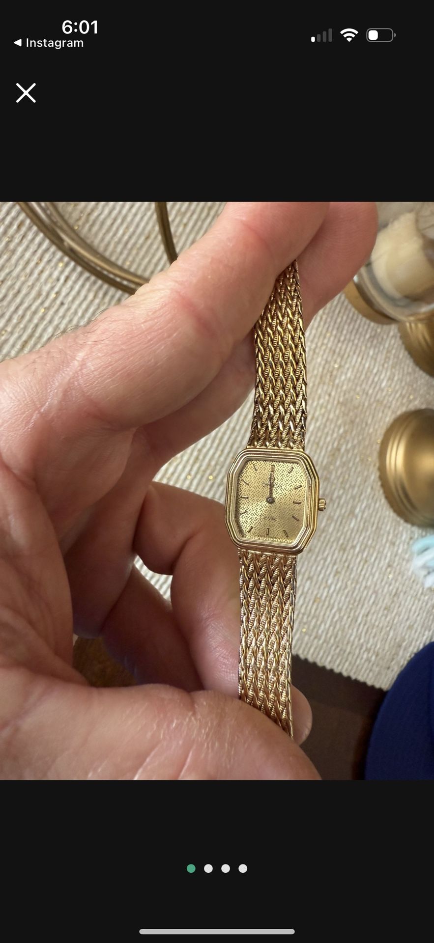 Rare Vintage OMEGA De Ville Vintage Quartz Gold Dial SS Women's Watch 1375 10K, Not Rolex, Concord