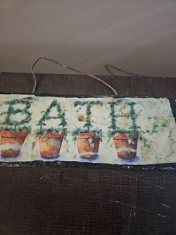 Slate bath sign