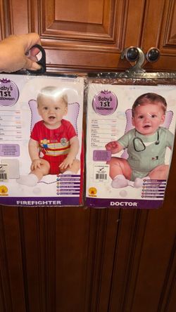 Firefighter        &.   Doctor     6 - 12.   Months.     baby’s first Halloween costumes $10  each new