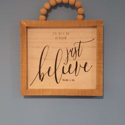 'Do Not Be Afraid, Just Believe' Mark 5:36 Box Frame Sign Decor Farmhouse