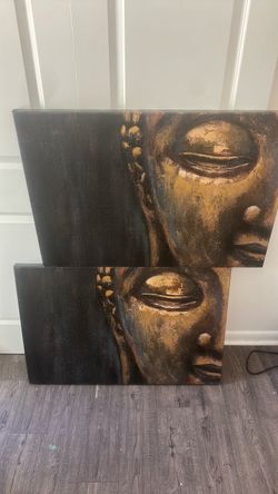 Buddha Face Canvas Wall Art Set of 2