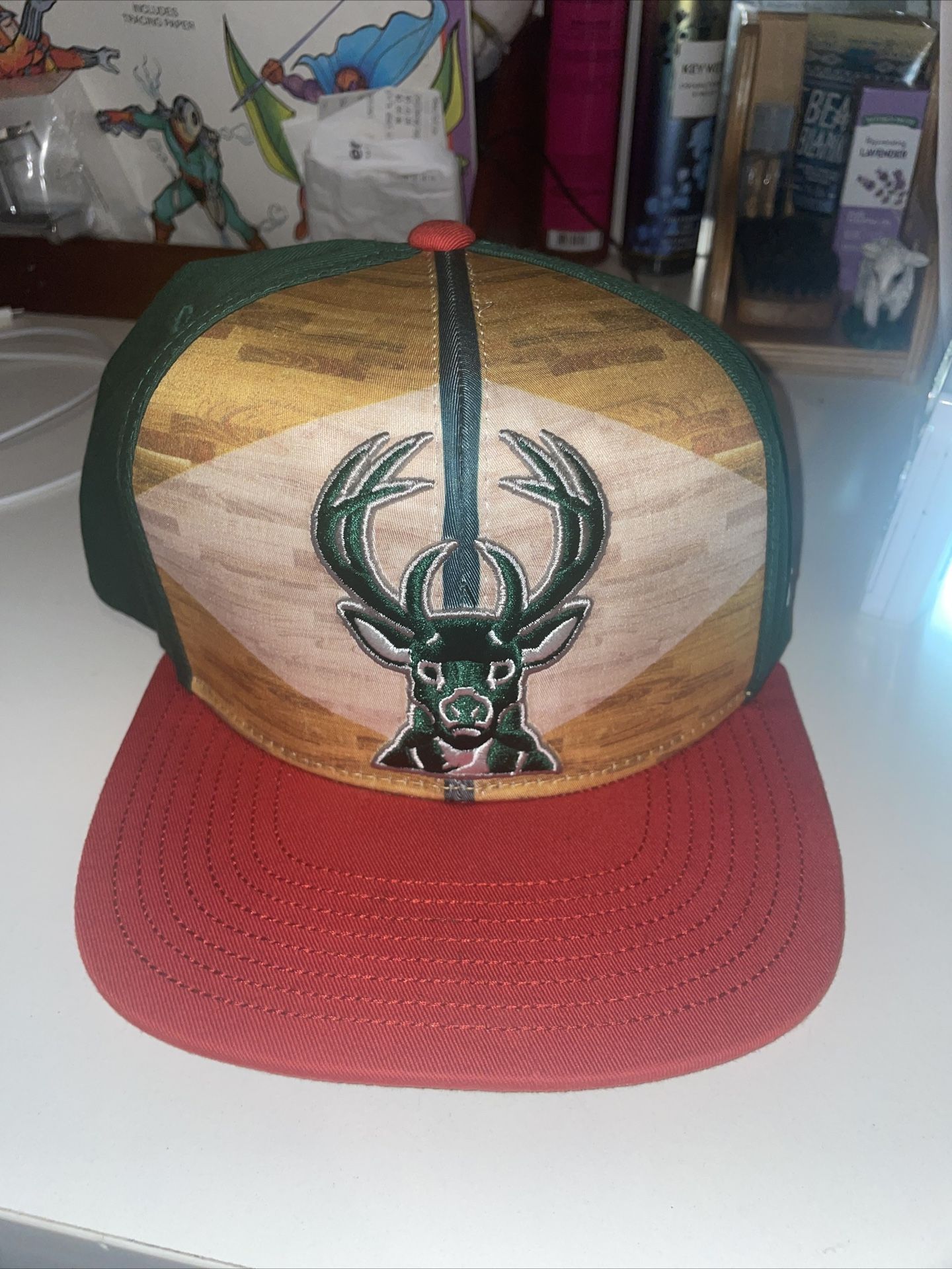 Milwaukee Bucks Adidas SnapBack Hat Buck Logo Embroidered Flat Bill High Crown