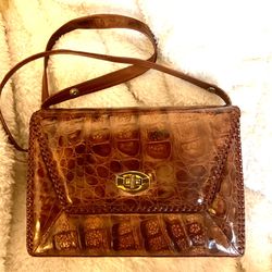 Stunning Vintage Alligator Bag Purse Messenger Crossbody Cuba Gift