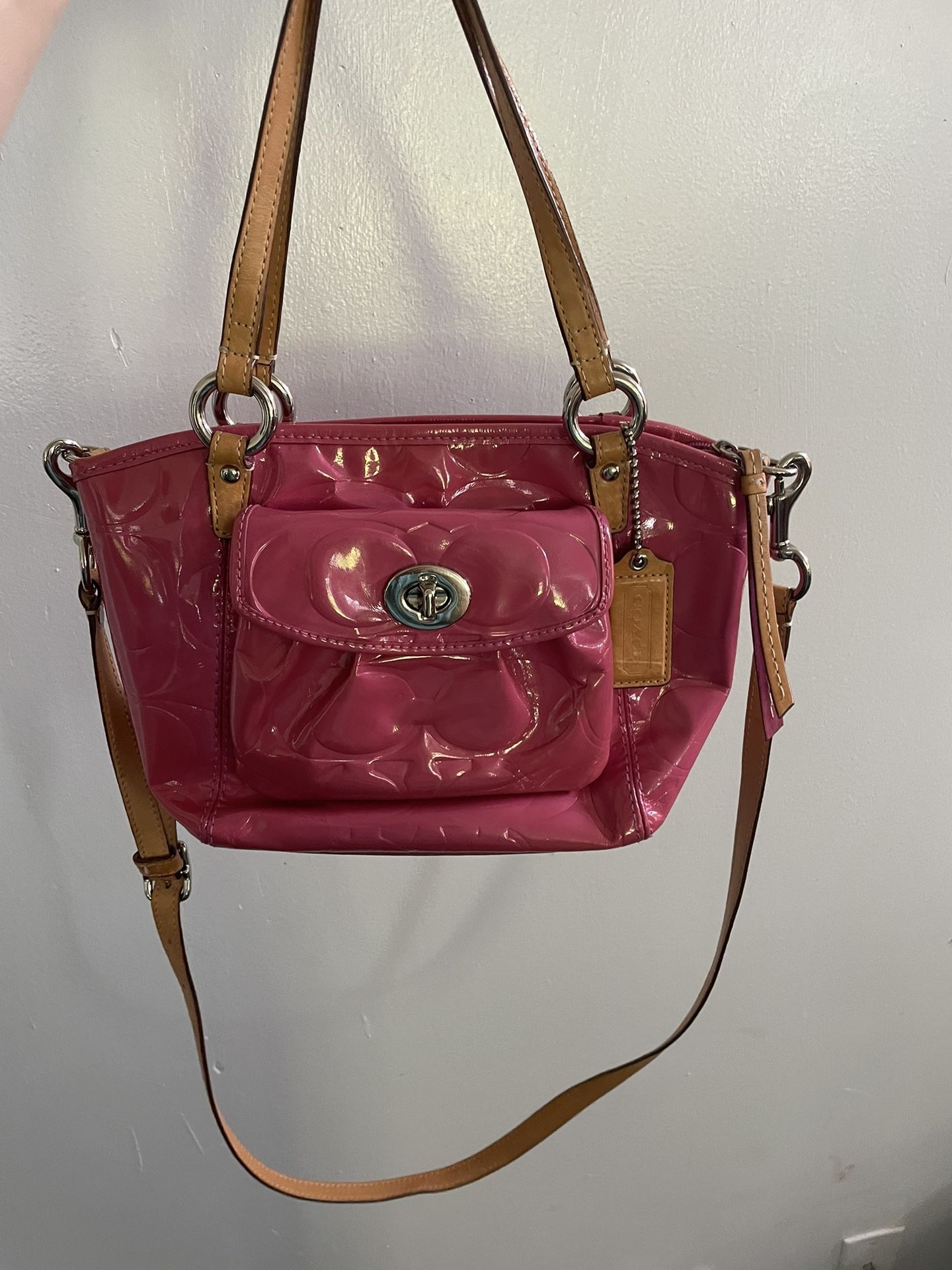 Authentic COACH Pink Patent Leather Handbag