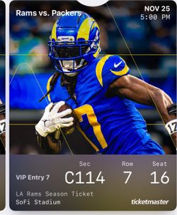 LA Rams vs. Packers NFL Ticket Nov 25