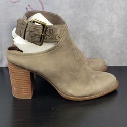 Aldo Adraynia Womens sz 8.5 Taupe suede ankle strap buckle block heel bootie 