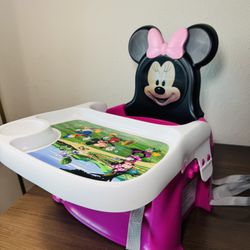 Disney Minnie Mouse Baby Booster Chair Pink Adjustable Harness Cartoon Design