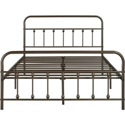 Victorian Vintage King Metal Platform Bed Frame, Classic Iron Art Headboard & Footboard, Stable & Noiseless, 12.6 Inch Under Bed Storage, No Box Sprin