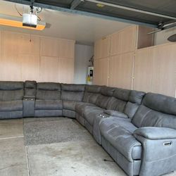Huge Gray Power Recliners Sectional- Free Delivery 