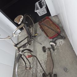Older Bike Scooter And Wagons