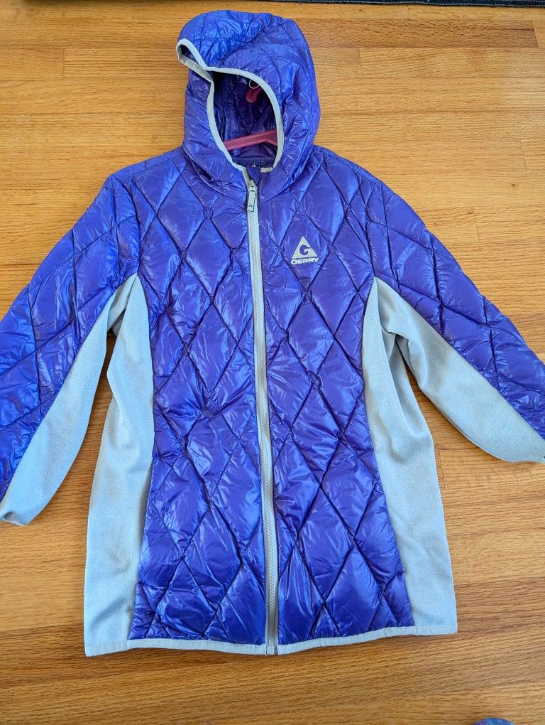 EUC Gerry Fillpower Hooded Quilted Puffer Jacket Girls L 14/16 Purple