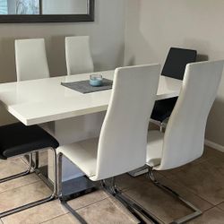 6-chair dining set With White Table 
